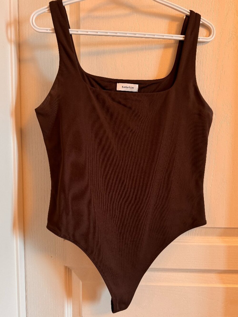 Aritzia Babaton Square Neck Sleeveless Bodysuit, Rich Mocha Brown, XL